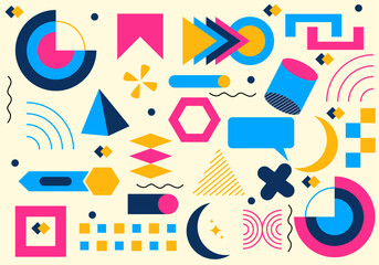 White memphis design with geometric shapes, vector illustration