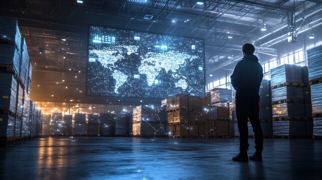 Warehouse data visualization event modern storage facility digital interface industrial environment perspectives on innovation
