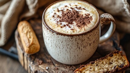 Indulging in coffee blisscozy kitchen hot beverage gourmet treats inspired atmosphere close-up view culinary delight