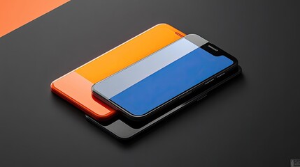 mobile shopping flat design front view app interface 3D render Split-complementary color scheme