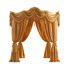 Elegant Golden Curtain on Transparent Background