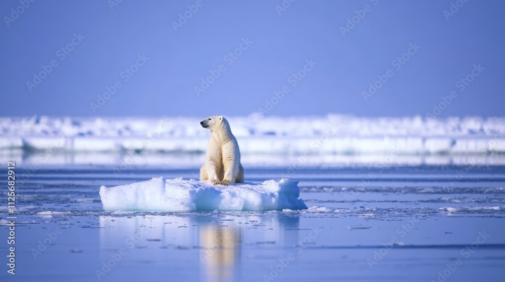 Wall mural polar bear on ice floe arctic ocean wildlife photography winter wonderland close-up conservation awa