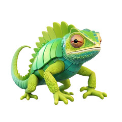 Fototapeta premium Adorable 3D Green Iguana Reptile Cartoon Character Illustration