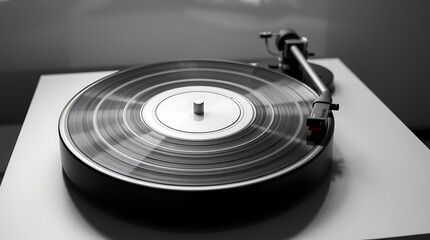 Spinning vinyl record on a turntable, capturing the essence of music nostalgia, vintage vibes, and timeless audio in motion