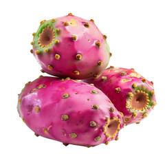 Fresh Prickly Pears: Juicy Cactus Fruit isolated in transparent background