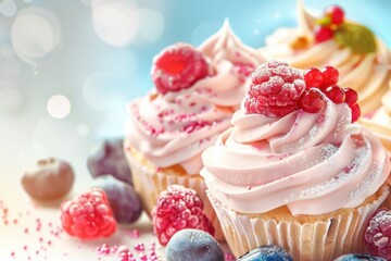 Delicious Cupcakes Topped with Fresh Raspberries