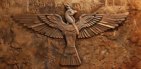 Ancient Egyptian Relief of a Winged Creature