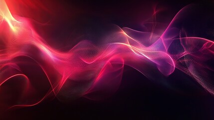 Abstract Glowing Lights Against Dark Background in Dynamic Waves