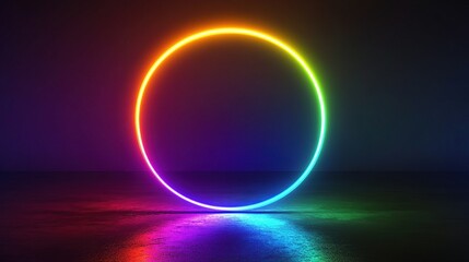 Obraz premium Vibrant Neon Circular Design on Glowing Dark Background