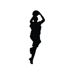 Vector silhouette of basketball player, running with ball and basketball game style