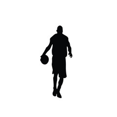Vector silhouette of basketball player, running with ball and basketball game style,This image was created by myself, not using AI