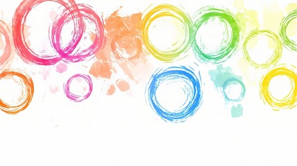 Colorful Hand-Drawn Circles in a Rainbow Palette for Creative Design