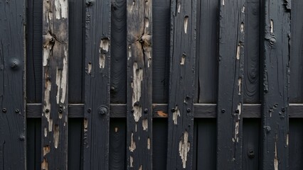 Weathered Black Wooden Fence Texture, Rustic Background