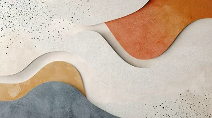 Fototapete Rund Abstract Textured Background in Earthy Tones with Wavy Shapes © CLOVER BACKGROUND