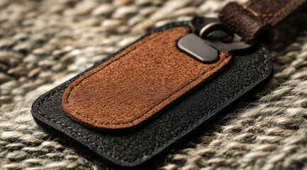 A Matte Finish Leather Tag with Felt Overlay, Elegant and Durable Label Design