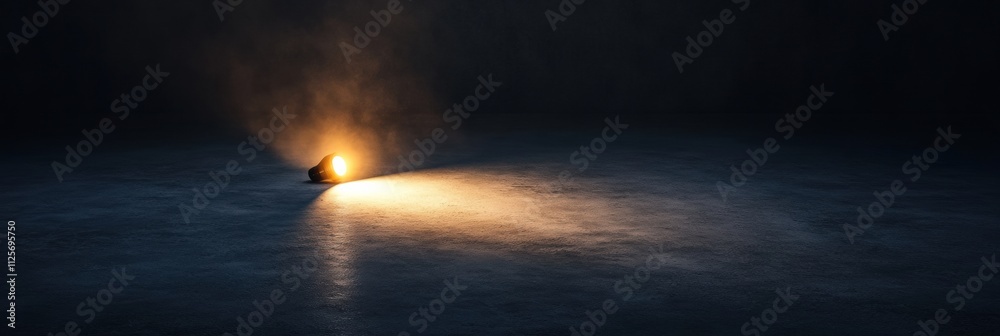 Leinwandbilder A solitary light source casts a warm glow in a dark, empty room, evoking feelings of solitude and abandonment, inviting reflection. Generative AI