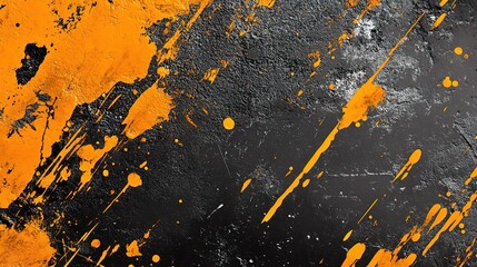 Dark Grunge Abstract Design with Bright Orange and Black Effects