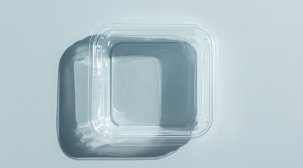 Empty Takeaway Container Square, Clear Top-Down View with Minimalist Aesthetic