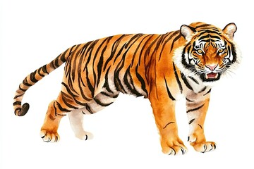 Obraz premium Watercolor Painting Of A Majestic Bengal Tiger