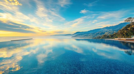 Fototapeta premium Serene Infinity Pool at Sunset