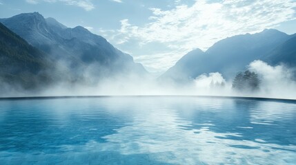 Fototapeta premium Serene Mountain Landscape with Misty Pool