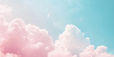 A serene sky featuring soft pink and blue clouds, evoking calmness and tranquility.