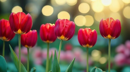 A low-angle perspective of tulips with vibrant colors and delicate petals merging into an abstract pastel background symbolizing joy happiness and seasonal beauty