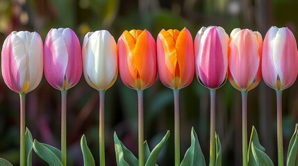 A beautiful artistic blend of colorful tulips and soft hues creating a dreamy abstract background that celebrates spring's joy and nature's gentle elegance