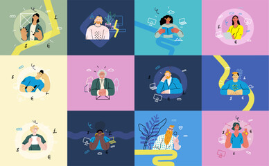 Creative Workspace: Video Conference, modern flat vector concept illustration of person engaging in virtual business meeting Connectivity, collaboration, digital interaction, remote work, productivity