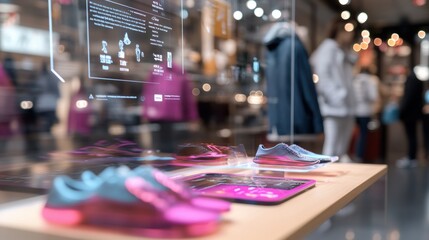 Innovative technology showcase retail store product display modern environment close-up view retail experience