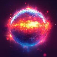A vibrant disco ball radiating colorful lights, creating a lively atmosphere.