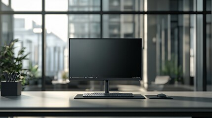 Fototapeta premium Modern Desktop Computer Setup In A Bright Office