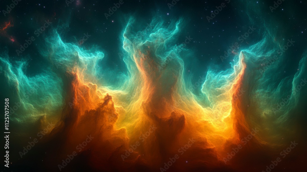 Canvas Prints a captivating cosmos filled with glowing nebulas and distant galaxies. abstract space background wit