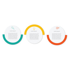 Business info template. 3 Steps timeline journey. Process diagram, 3 options on white background,
