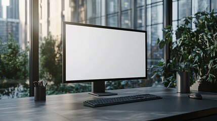 Fototapeta premium Modern Desktop Computer Setup Near Window