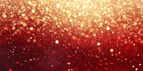 A shimmering gradient of gold and red bokeh lights, creating a festive atmosphere.