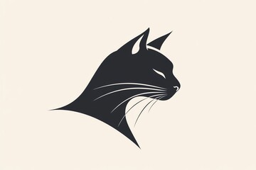 Obraz premium A minimalist silhouette of a cat's head, emphasizing sleek lines and elegant features.