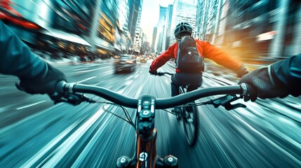 bicycle courier in the fast paced city