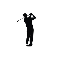 White background sport silhouette golfer,man,vector illustration,sports type.