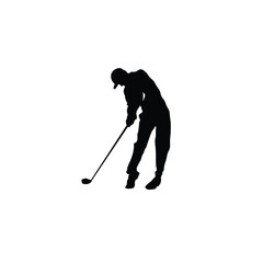 White background sport silhouette golfer,man,vector illustration,sports type.