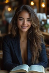 She is smiling and she is enjoying herself. Generative AI