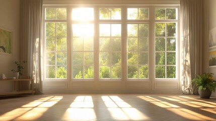 Fototapeta premium Bright and Airy Living Room Bathed in Natural Sunlight