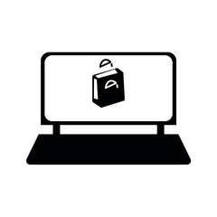 Online shopping bag buy icon vector graphics.