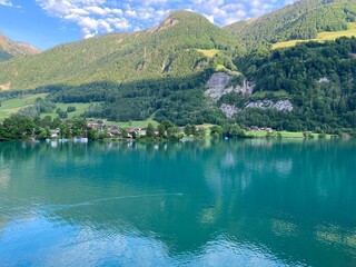 Lake Lungern or Natural reservoir Lungerersee - Canton of Obwald, Switzerland (Naturstausee Lungernsee oder Lungerensee - Kanton Obwald, Schweiz)
