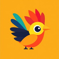Obraz premium Colorful cartoon rooster illustration.