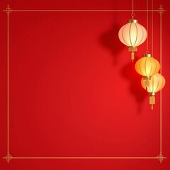 Chinese New Year Background: Festive Red Lanterns on Red Background for Traditional Celebration Designs