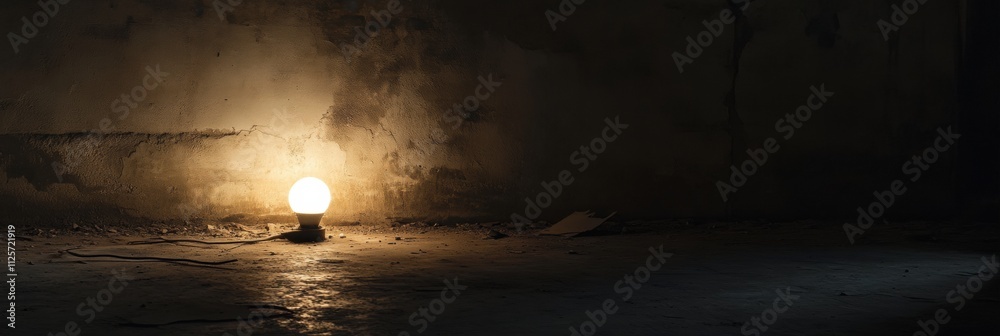 Leinwandbilder in a dark, empty room, a small light source casts a warm glow, evoking feelings of abandonment while