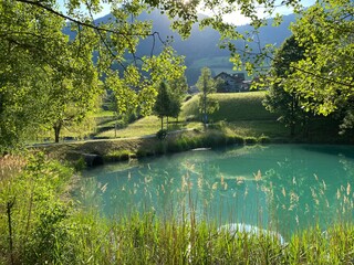 Lake Lungern or Natural reservoir Lungerersee - Canton of Obwald, Switzerland (Naturstausee Lungernsee oder Lungerensee - Kanton Obwald, Schweiz)