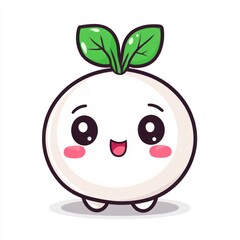 Obraz premium Cute cartoon white radish character.