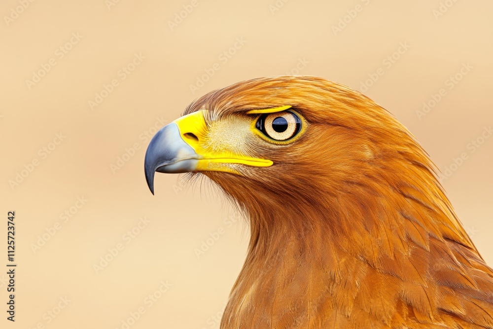 Poster a close-up of an eagle face framed by golden light, capturing its regal and fierce expression